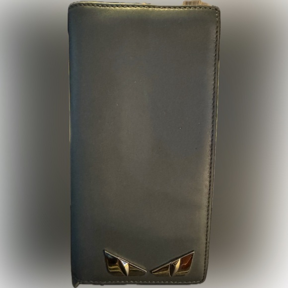 FENDI monster authentic long wallet; Excellent condition grayish/blue. Rare
